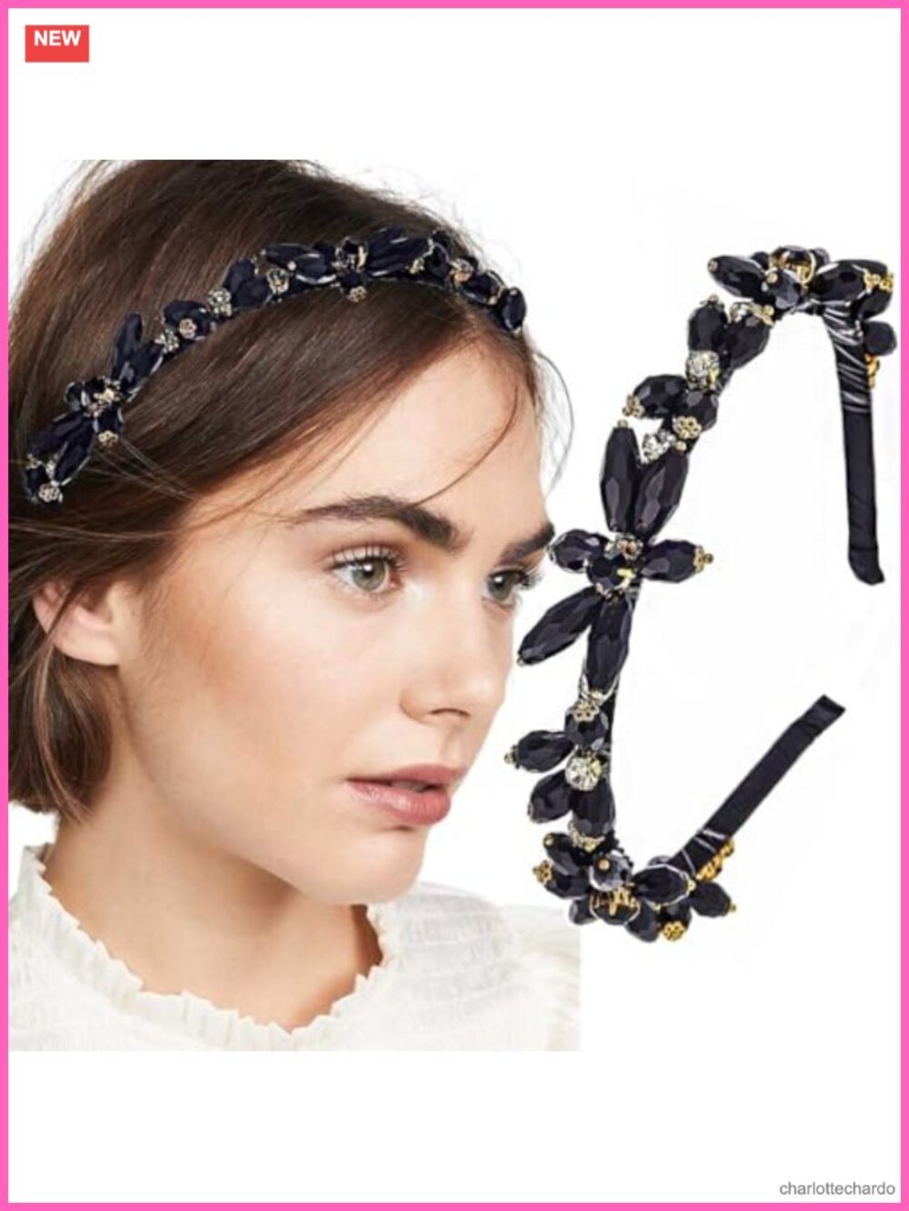 Rhinestone Crystal Flower Headband Sparkle Beaded Hair Accessory for Women